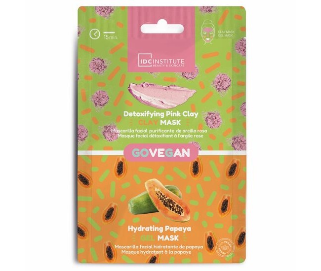 Masca faciala duo cu argilă roz și extract de papaya, Skincare Essential, IDC Institute, 12ml