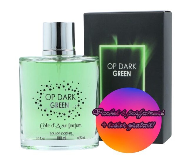 Set 4 Apa de parfum O.P. Dark Green, Cote d'Azur, pentru femei, 100ml + Tester GRATUIT Set 4 Apa de parfum O.P. Dark Green, Cote d'Azur, pentru femei, 100ml + Tester GRATUIT