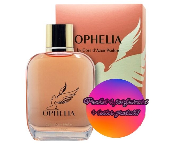 Set 4 Apa de Parfum Cote d'Azur Ophelia, Femei, 100 ml + Tester GRATUIT Set 4 Apa de Parfum Cote d'Azur Ophelia, Femei, 100 ml + Tester GRATUIT