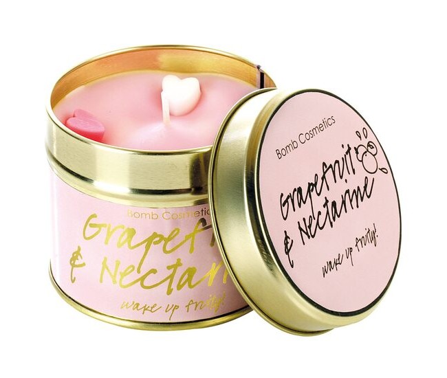 Lumanare parfumata 180g  Grapefruit & Nectarine (Cutie metalica), Bomb Cosmetics