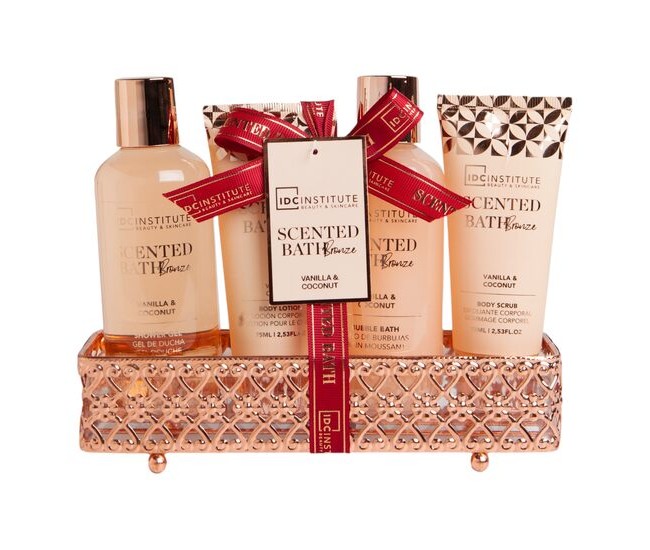 Set baie Scented Bath Bronze Vanilla & Coconut, IDC Institute, 4 piese, 44015 Set baie Scented Bath Bronze Vanilla & Coconut, IDC Institute, 4 piese, 44015