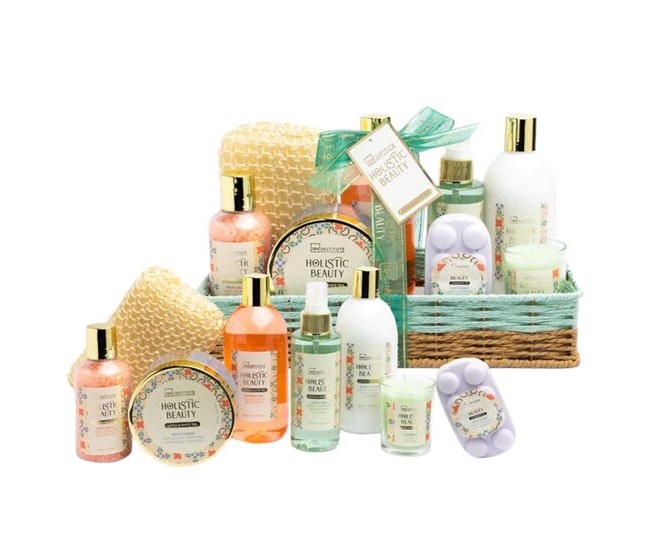 Set cadou spa in cos decorativ, Holistic Beauty Lotus & White Tea cu 8 produse,  IDC Institute, 42223
