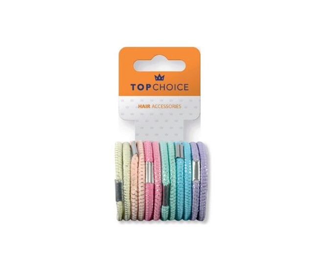 Elastic de par Top Choice, set de 12 bucati asortate, in nuante pastel