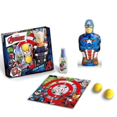 Set cadou Avengers Infinity War, Captain America, cu Apa de toaleta 90ml, Figurina 2in1, Spumant de baie si Sampon 350ml, Jucarie Tintar si 2 bile