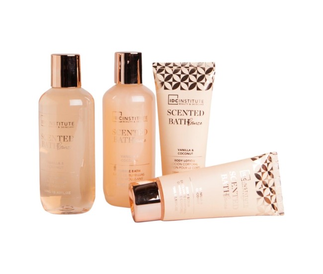 Set baie Scented Bath Bronze Vanilla & Coconut, IDC Institute, 4 piese, 44015 Set baie Scented Bath Bronze Vanilla & Coconut, IDC Institute, 4 piese, 44015