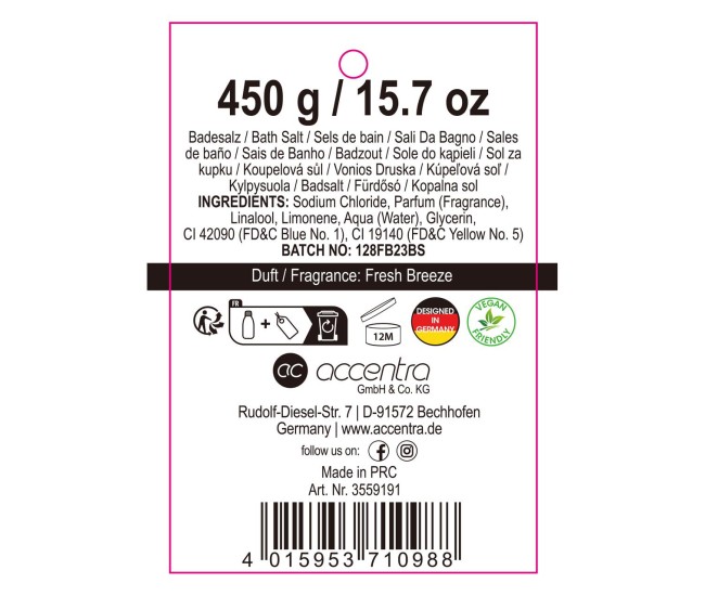 Sare de baie Ocean Spa Fresh Breeze, Accentra, 3559191, 450g