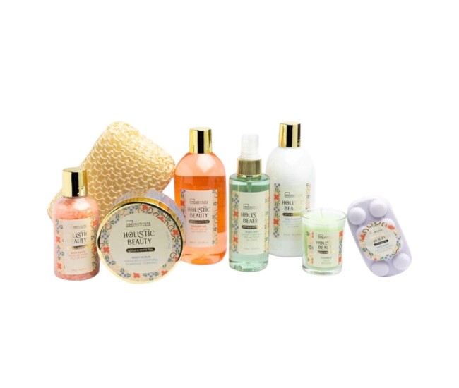 Set cadou spa in cos decorativ, Holistic Beauty Lotus & White Tea cu 8 produse,  IDC Institute, 42223
