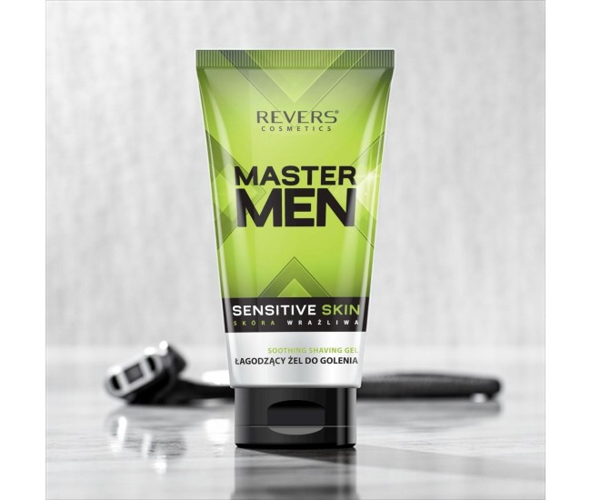 Gel de ras Soothing pentru piele sensibilă, Master Man, Revers, 150 ml Gel de ras Soothing pentru piele sensibilă, Master Man, Revers, 150 ml