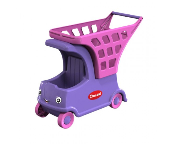 Carucior de cumparaturi Supermarket cu spatiu pentru papusi, mov cu roz