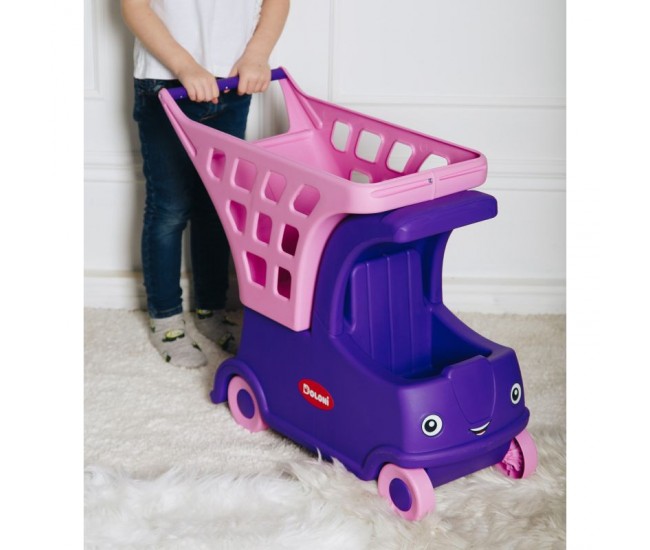 Carucior de cumparaturi Supermarket cu spatiu pentru papusi, mov cu roz