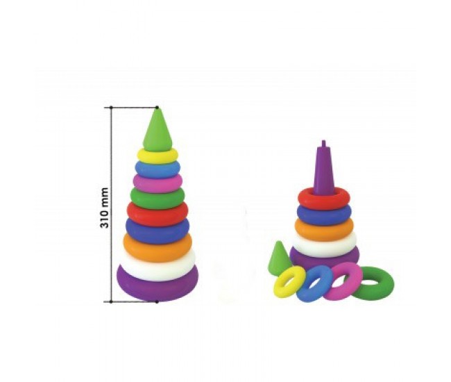 Jucarie educativa tip piramida, TechnoK, 31 cm, 10 piese Jucarie educativa tip piramida, TechnoK, 31 cm, 10 piese
