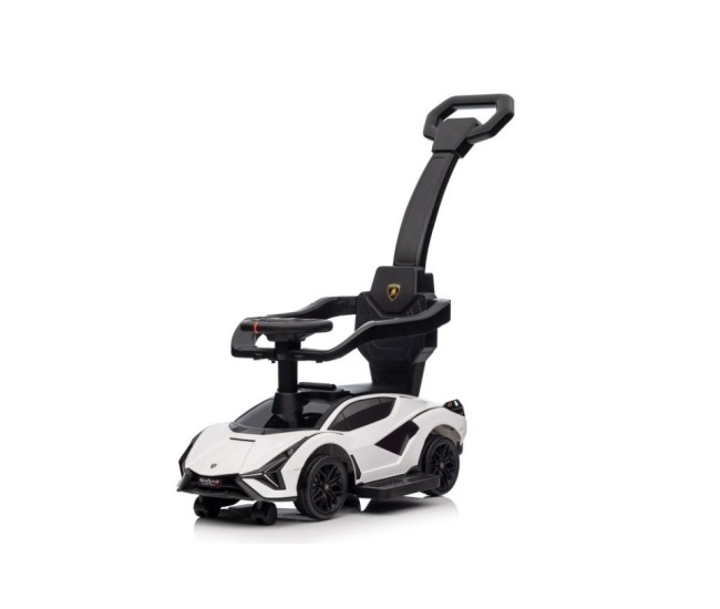 Masinuta premergator cu maner parental, Lamborgghini, alb Masinuta premergator cu maner parental, Lamborgghini, alb