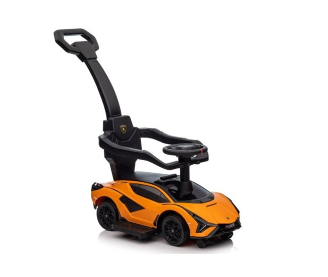 Masinuta premergator cu maner parental, Lamborgghini, portocaliu Masinuta premergator cu maner parental, Lamborgghini, portocaliu