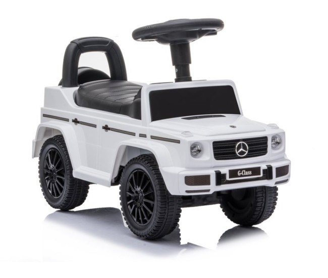 Masinuta premergator Mercedes G-Class, alb, cu claxon Masinuta premergator Mercedes G-Class, alb, cu claxon