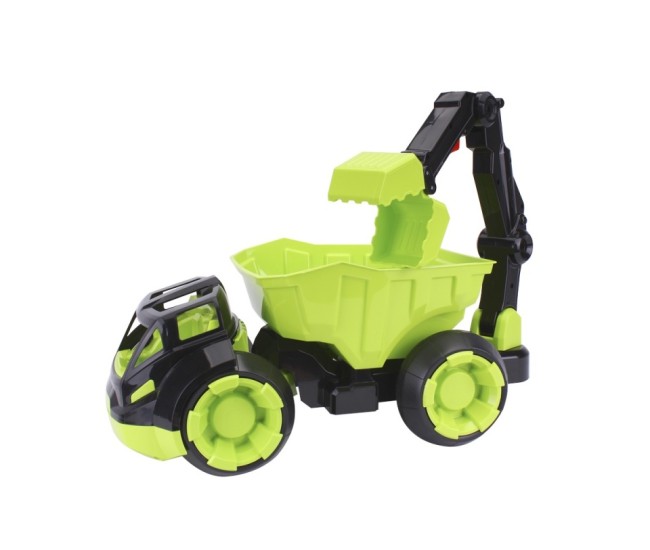 Masinuta utilaj mega basculanta, Technok, cu brat mobil, cu cupa, verde Masinuta utilaj mega basculanta, Technok, cu brat mobil, cu cupa, verde