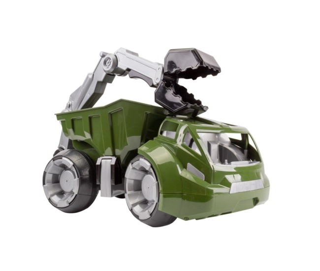 Masinuta utilaj mega basculanta, Technok, cu brat mobil, cu cupa, verde militar Masinuta utilaj mega basculanta, Technok, cu brat mobil, cu cupa, verde militar
