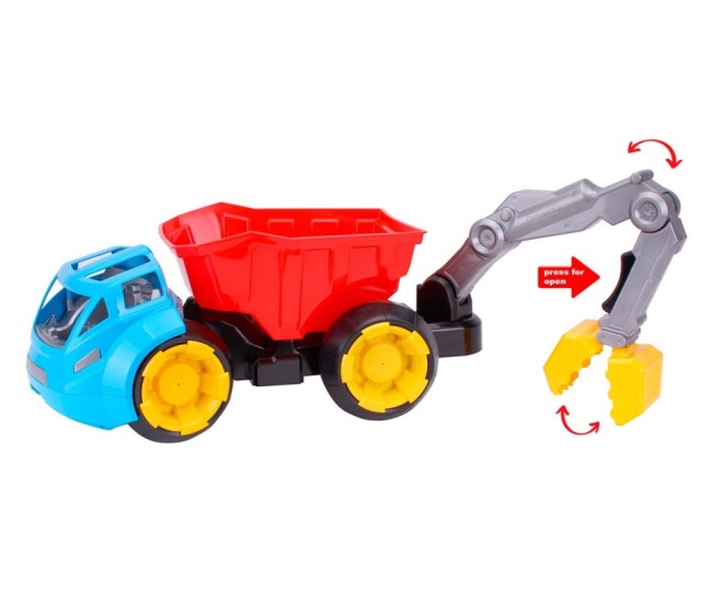 Masinuta utilaj mega basculanta, Technok, cu brat mobil, cu cupa, multicolor Masinuta utilaj mega basculanta, Technok, cu brat mobil, cu cupa, multicolor