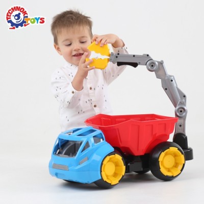 Masinuta utilaj mega basculanta, Technok, cu brat mobil, cu cupa, multicolor
