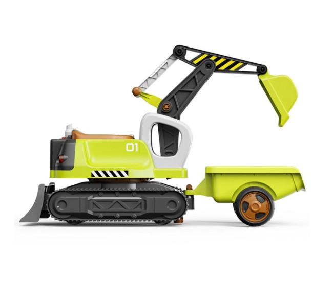 Premergator excavator cu remorca, efecte luminoase si sonore, verde Premergator excavator cu remorca, efecte luminoase si sonore, verde