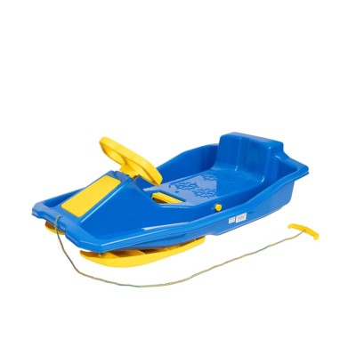 Sanie bob extra LARGE No. 1, Marmat, cu 2 schiuri, volan si frana, albastru