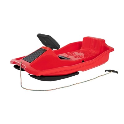 Sanie bob extra LARGE No. 1, Marmat, cu 2 schiuri, volan si frana, rosu