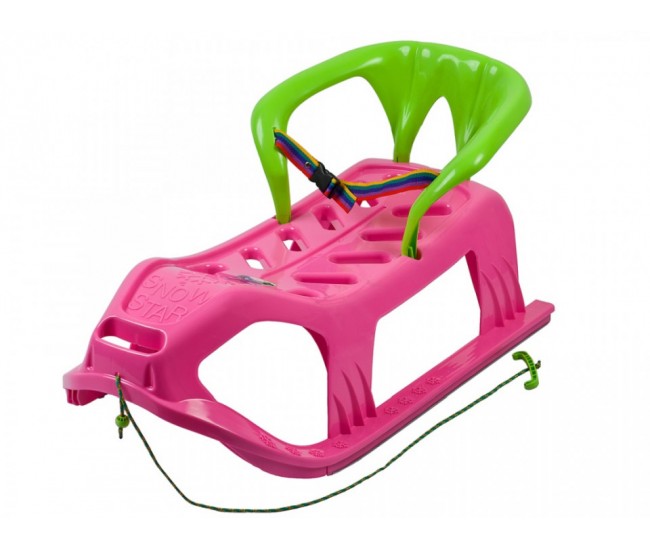 Sanie Marmat Star 90 cm, roz cu spatar verde - 6593 Sanie Marmat Star 90 cm, roz cu spatar verde - 6593