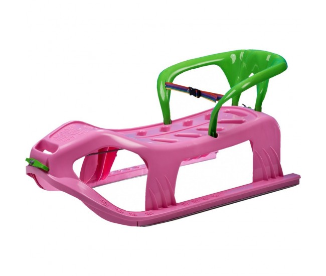 Sanie Marmat Star 90 cm, roz cu spatar verde - 6593 Sanie Marmat Star 90 cm, roz cu spatar verde - 6593
