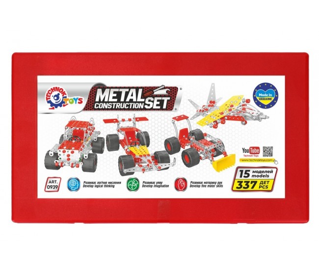 Set de construit metalic, TechnoK, 15 modele de vehicule, 337 de piese Set de construit metalic, TechnoK, 15 modele de vehicule, 337 de piese