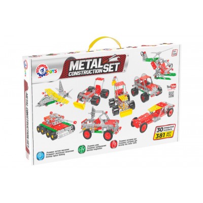 Set de construit metalic, TechnoK, 30 modele de vehicule, 381 de piese