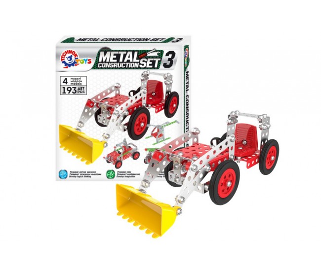Set de construit metalic, TechnoK, 4 modele de vehicule, 193 de piese Set de construit metalic, TechnoK, 4 modele de vehicule, 193 de piese