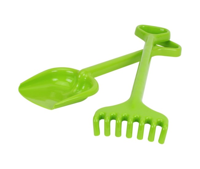 Set de nisip, unelte de gradina, Technok (1424), lopata si grebla, 50 cm, verde