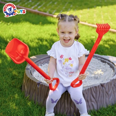Set de nisip, unelte de gradina, Technok (1424), lopata si grebla, 50 cm, rosu