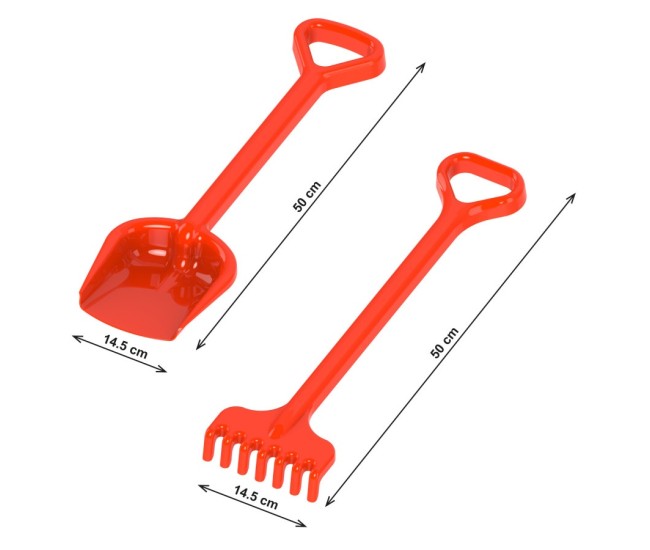 Set de nisip, unelte de gradina, Technok (1424), lopata si grebla, 50 cm, rosu Set de nisip, unelte de gradina, Technok (1424), lopata si grebla, 50 cm, rosu