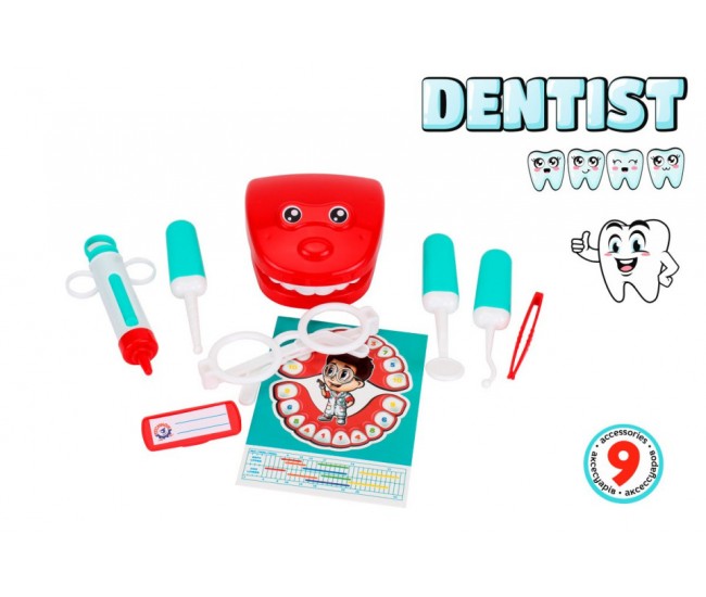 Set doctor de stomatologie, TechnoK, la dentist, 9 accesorii Set doctor de stomatologie, TechnoK, la dentist, 9 accesorii