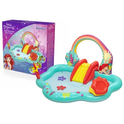 Spatiu de joaca gonflabila, cu piscina, Disney Princess, Bestway 91097, 221 x 193 x 117 cm