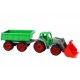Tractor cu excavator frontal si remorca TechnoK, (3688), verde Tractor cu excavator frontal si remorca TechnoK, (3688), verde