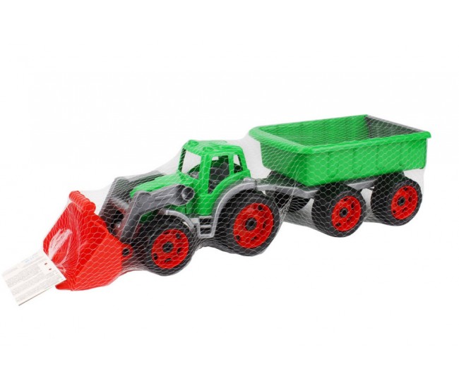 Tractor cu excavator frontal si remorca TechnoK, (3688), verde Tractor cu excavator frontal si remorca TechnoK, (3688), verde