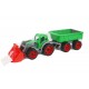Tractor cu excavator frontal si remorca TechnoK, (3688), verde Tractor cu excavator frontal si remorca TechnoK, (3688), verde