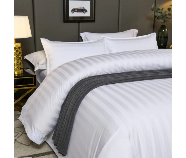 Lenjerie pat damasc 100% bumbac - doua persoane horeca line Lenjerie pat damasc 100% bumbac - doua persoane horeca line
