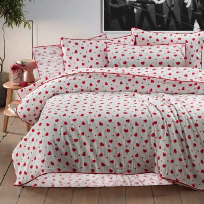 Lenjerie de pat creponata 100% bumbac (crep35) cu husa 