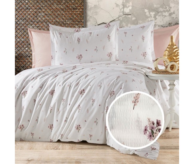 Lenjerie de pat creponata 100% bumbac (crep40) cu husa
