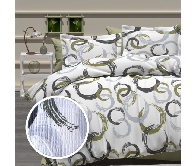 Lenjerie de pat creponata 100% bumbac (crep47) cu husa 