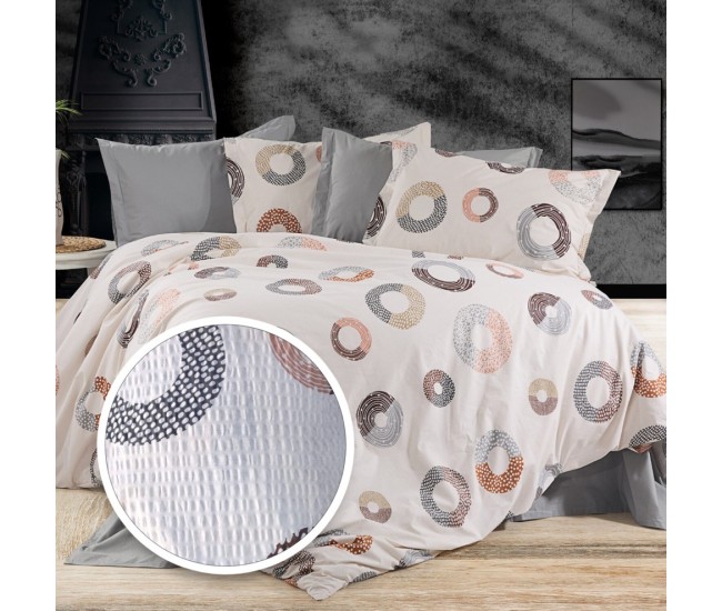Lenjerie de pat creponata 100% bumbac (crep51) cu husa