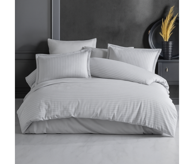 Lenjerie de pat bumbac 100 % cu husa pentru saltea de 140x200, 160 x 200 sau 180 x 200 -gri deschis