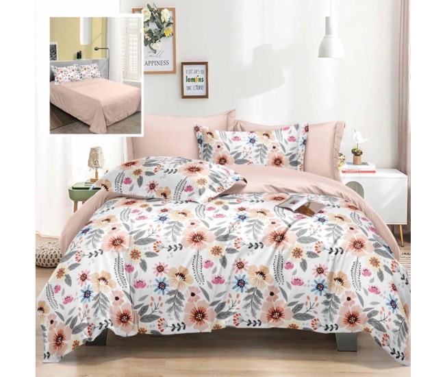 Lenjerie de pat elegance 6 piese cu cearsaf (lec15)