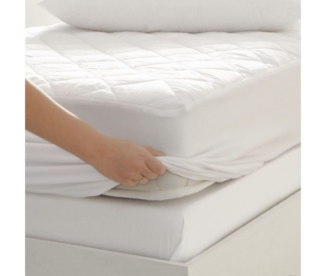 Husa protectie pat matlasata ultrasonic impermeabila pentru saltea de 140x200 cm cu bordura laterala alba