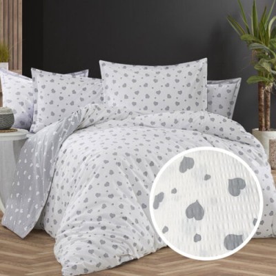 Lenjerie de pat creponata 100% bumbac (crep23) cu husa