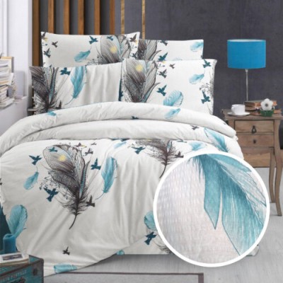 Lenjerie de pat creponata 100% bumbac (crep24) cu husa