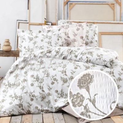 Lenjerie de pat creponata 100% bumbac (crep3) cu husa 