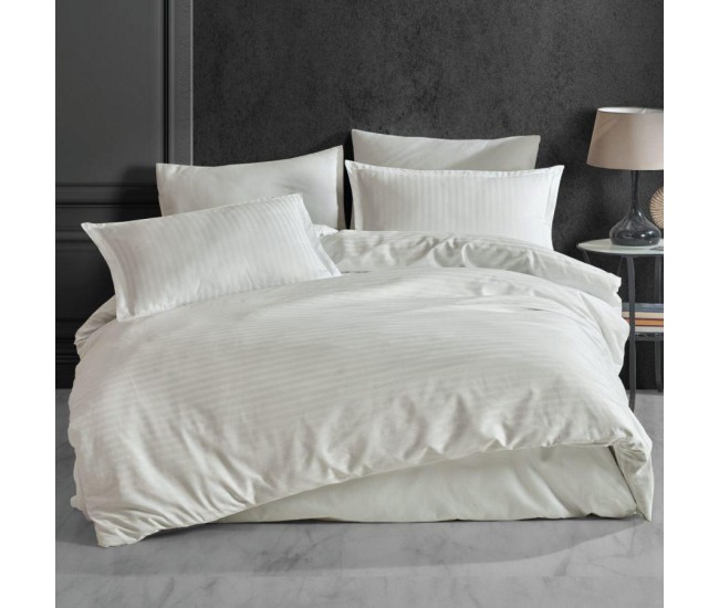 Lenjerie de pat damasc bumbac 100% - crem doua persoane